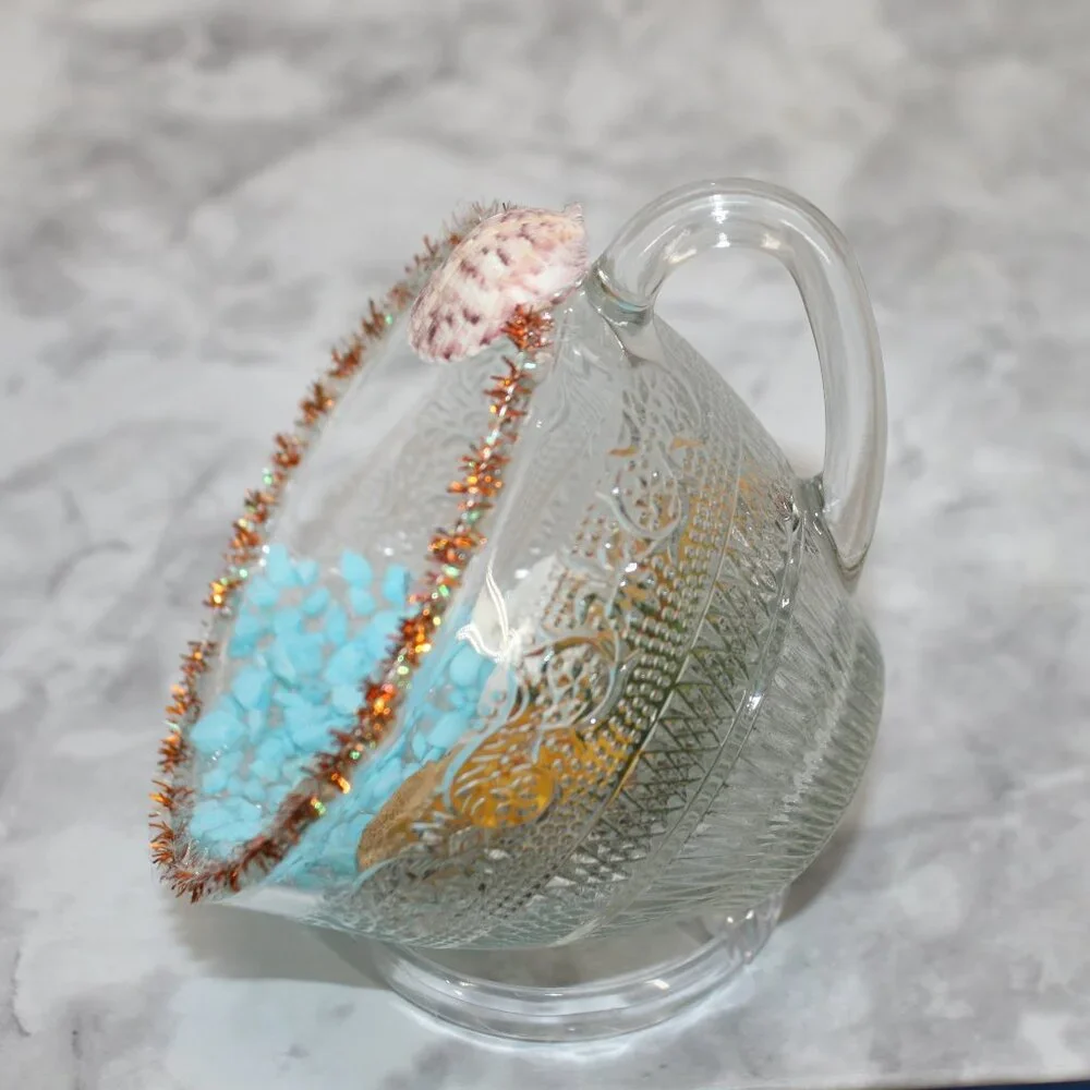 HAND CRAFTED Surfboard Beach Decor Ornament Upcycled Cup Flip Flops Shells